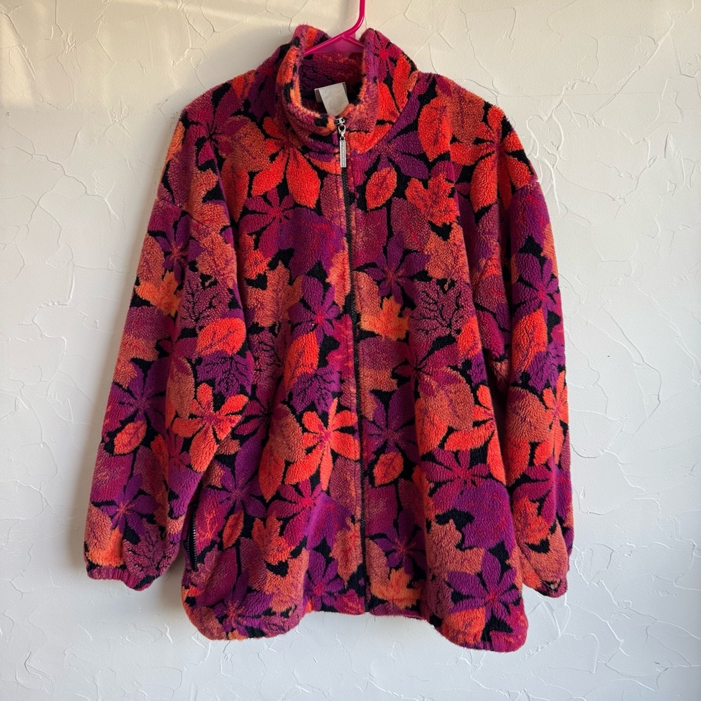 Vintage Bold Print Fleece Zip Jacket